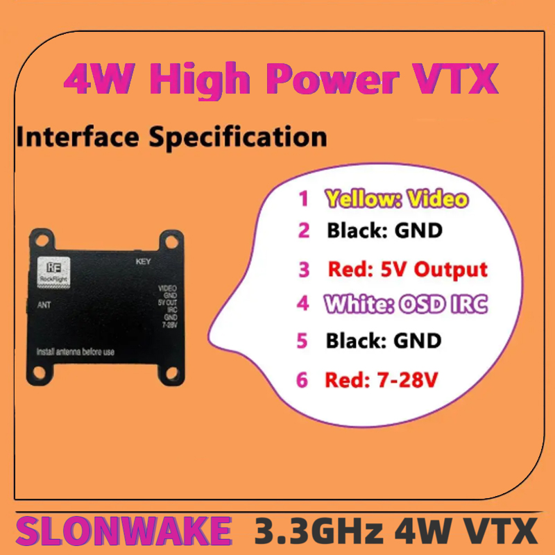 SLONWAKE FPV 3.3G 16CH 4000mW  - огляд і ціна Fpv Drone Vtx