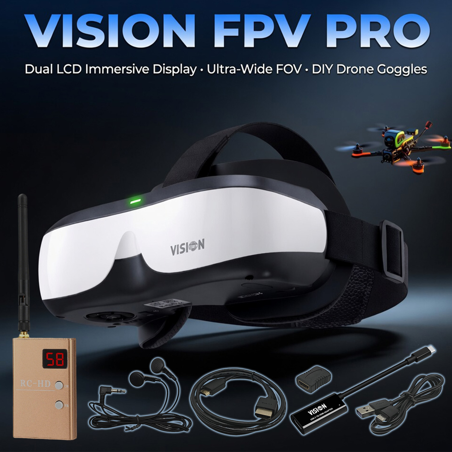 FPV Goggles, Head-Mounted Disp - огляд і ціна Fpv Drone Goggles